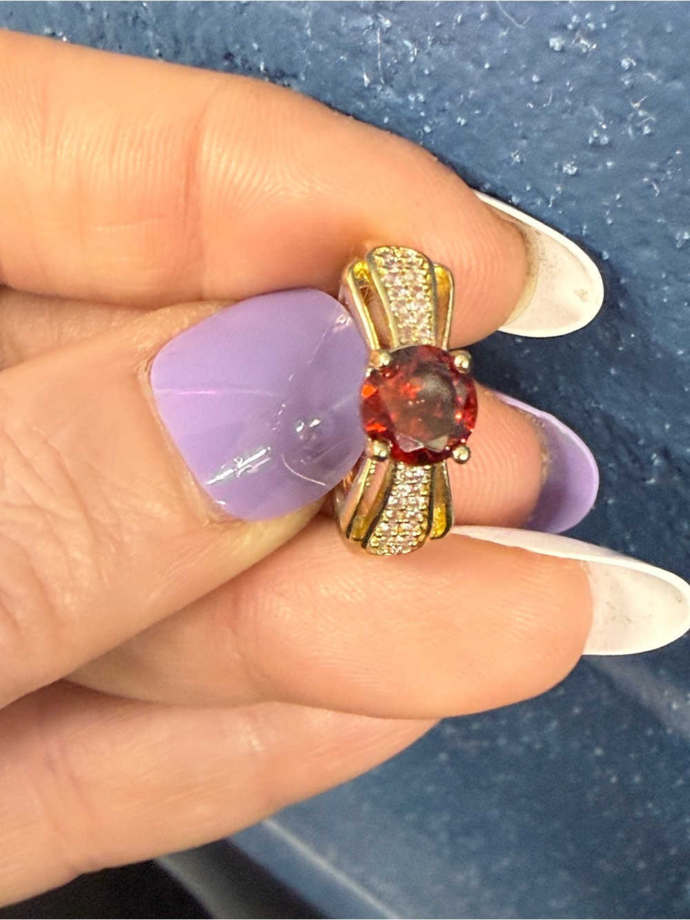 Pretty Bird Gold Ring with Red Center and Crystal Pavé Accents